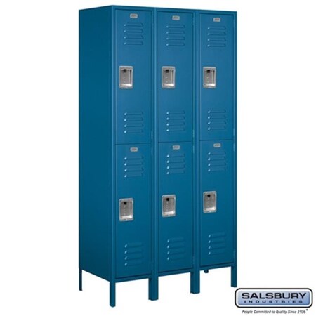 Salsbury Industries Salsbury 52368BL-A Double Tier Extra Wide Metal Locker Assembled In Blue 52368BL-A